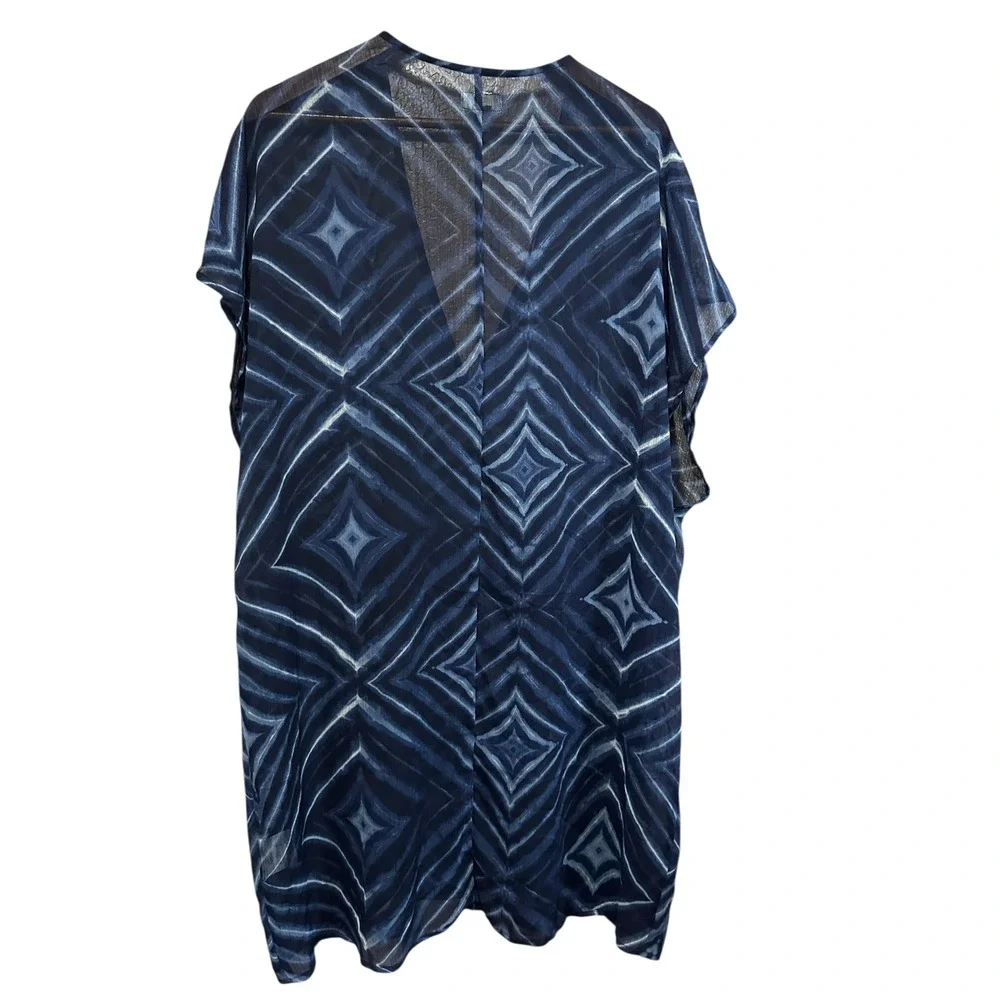 Old Navy Blue Diamond Print Swim Cover Up Tunic‎ Top Dress XL
